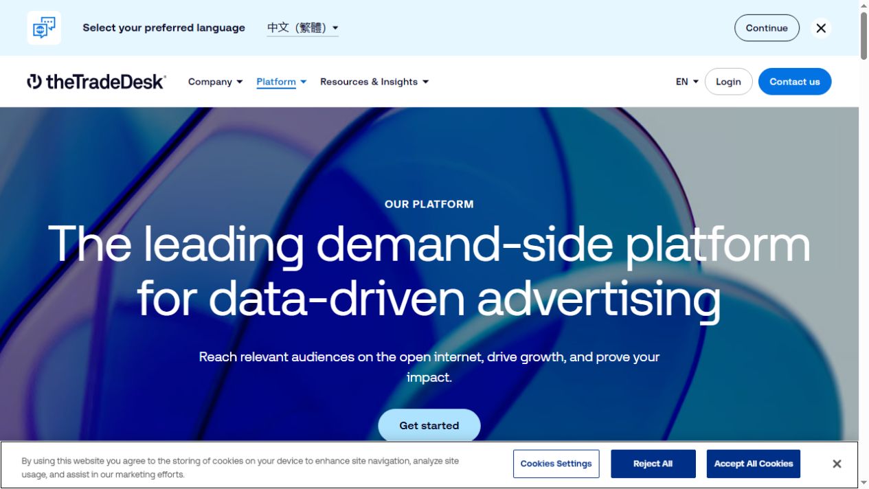 The Trade Desk official platform page: omnichannel buying across audio, CTV and video