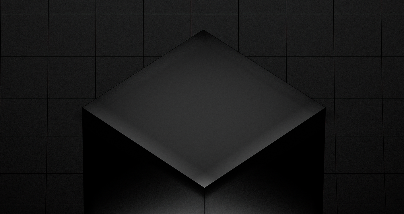 Unity 官方主视觉：深色背景中的几何立方体