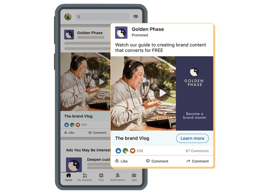 Official LinkedIn advertising example: content-led Sponsored Content in the professional feed