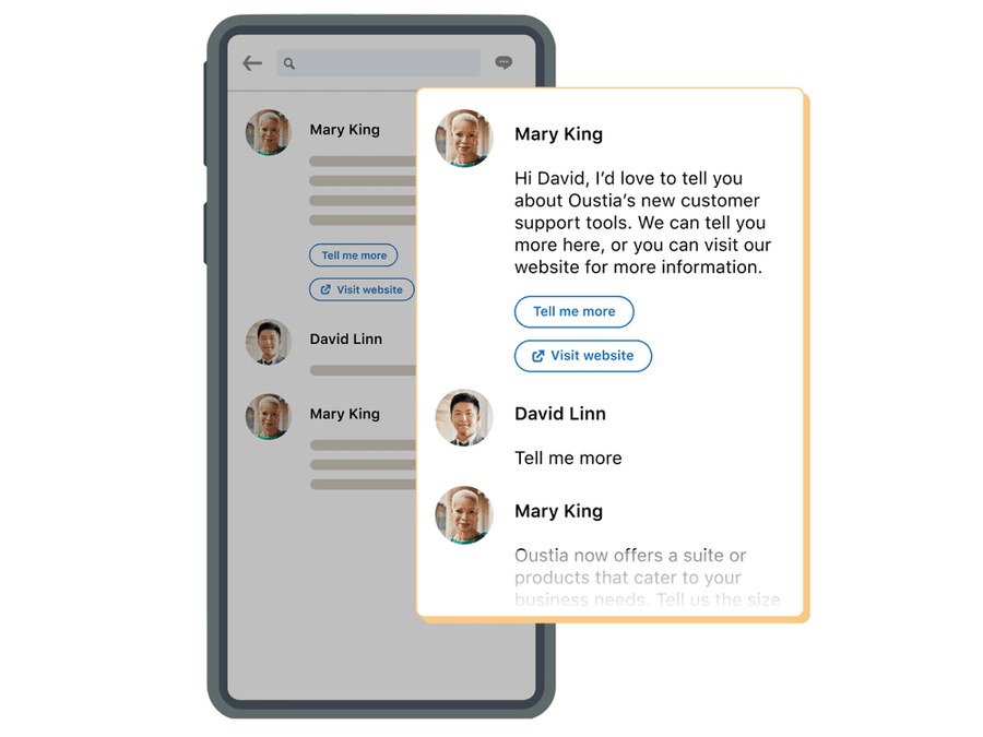 Official LinkedIn advertising example: business communication and lead handoff