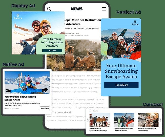 Taboola official homepage, creative assets sample